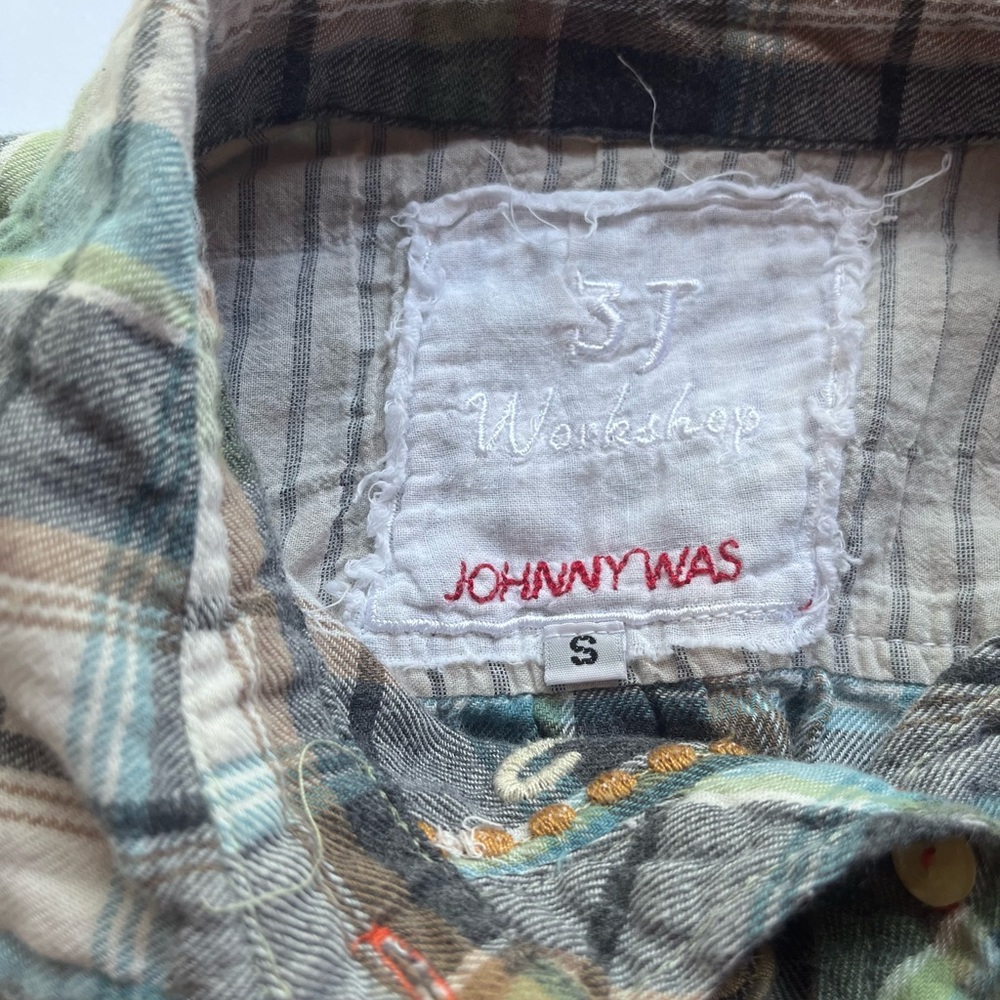 Johnny Was Workshop BOHO Embroidered Plaid Top - Picture 13 of 16
